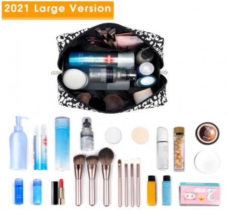 Geanta cosmetica Narwey, pentru femei, leopard negru/alb [1]