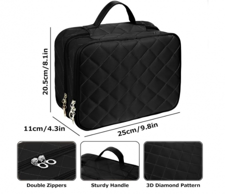 Geanta cosmetice pentru femei LEcylankEr, geanta de machiaj, neagra [1]