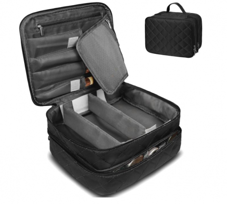 Fashion - Geanta cosmetice pentru femei LEcylankEr, geanta de machiaj, neagra