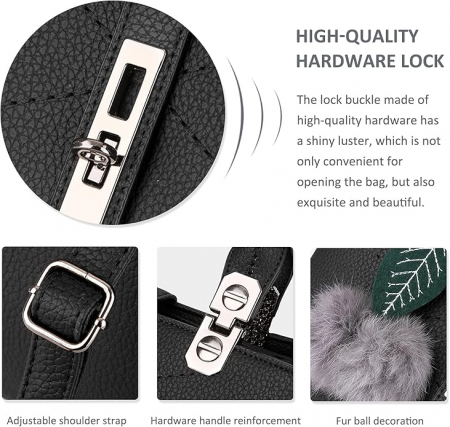 Geanta de dama NICOLE & DORIS, din piele PU, negru [8]