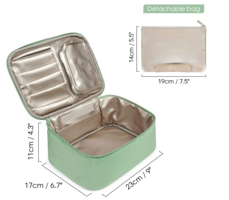 Geanta de machiaj de călătorie pentru cosmetice Narwey, verde [6]