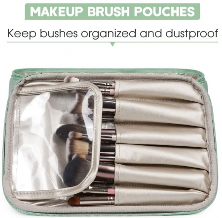 Geanta de machiaj de călătorie pentru cosmetice Narwey, verde [4]