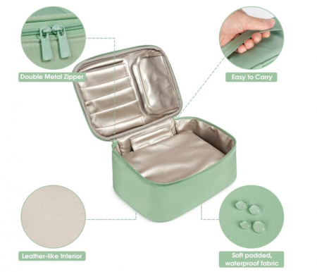 Geanta de machiaj de călătorie pentru cosmetice Narwey, verde [3]