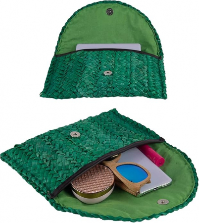 Geantă de mână din paie EVEOUT, pentru femei, verde [7]