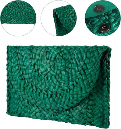 Geantă de mână din paie EVEOUT, pentru femei, verde [6]