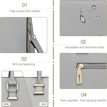 Geanta de mana pentru femei Miss Lulu L1509-1 GY, din piele PU, gri [1]