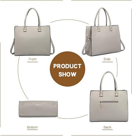 Geanta de mana pentru femei Miss Lulu L1509-1 GY, din piele PU, gri [4]