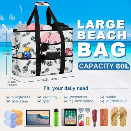 Geanta de plaja HOMESPON, impermeabila, model cu ananas [2]