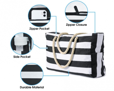 Geanta de plaja OSCAURT, cu dungi, XXL [1]