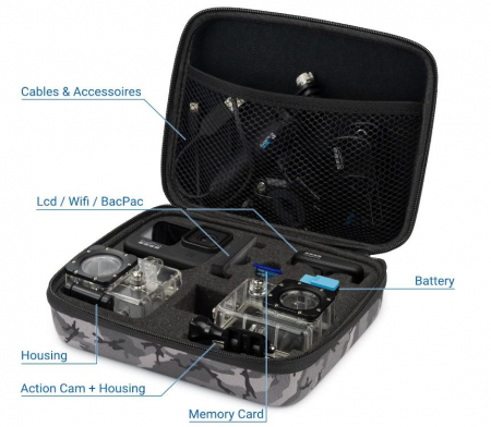 Geanta de protectie si transport deleyCON pentru camera GoPro, camuflaj [3]