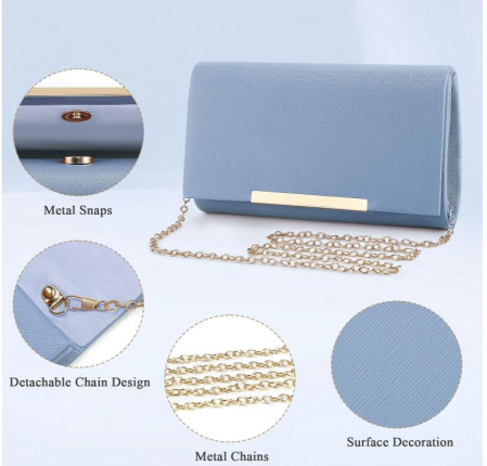 Geanta de seara BAICLES Poseta de dama din piele PU, eleganta, albastru [3]