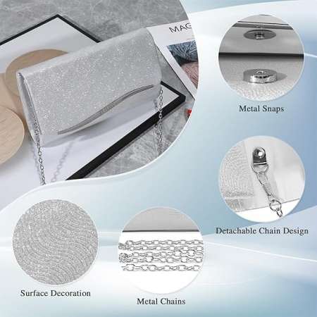 Geanta de seara pentru femei UBaymax, argintiu [3]