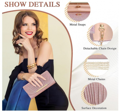 Geanta de seara pentru femei UBaymax, rose gold [3]