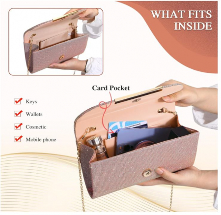 Geanta de seara pentru femei UBaymax, rose gold [4]