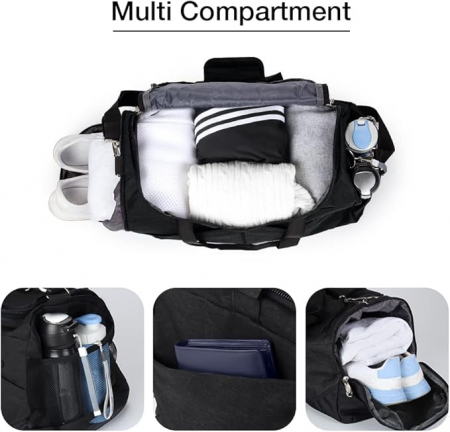 Geanta de sport Rieeyrslza, cu compartiment pentru pantofi, negru [6]