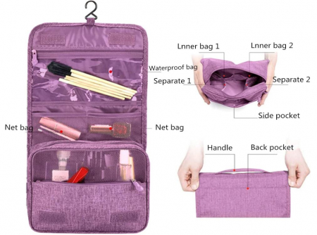 Geantă de toaletă Bansga, cu cârlig pentru agățat, roz [4]