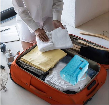 Geantă de toaletă HXHWKEN pentru bărbați și femei, rezistent la apă, albastru [2]