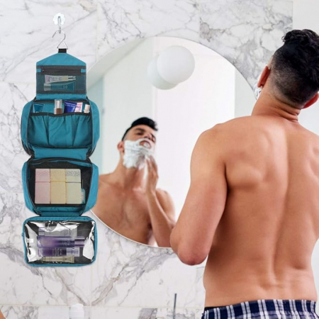 Geantă de toaletă Jiemei, cu cârlig pentru agățat, albastru [4]