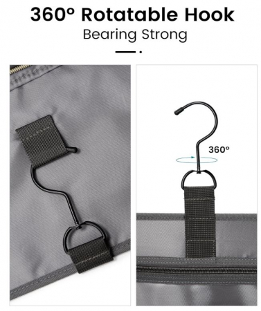 Geantă de toaletă LOVEVOOK, cu cârlig pentru agățat, gri [3]