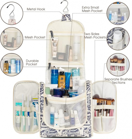 Geantă de toaletă Narwey, unisex, alb/albastru, model elefant [1]