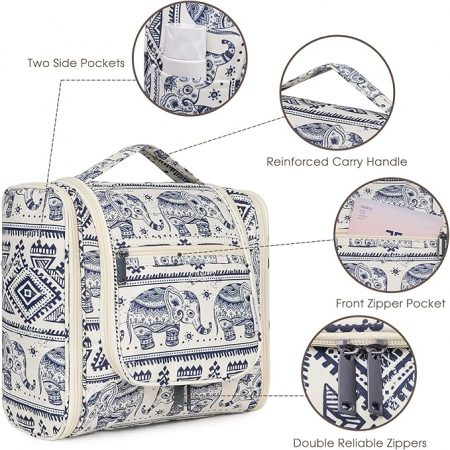 Geantă de toaletă Narwey, unisex, alb/albastru, model elefant [3]