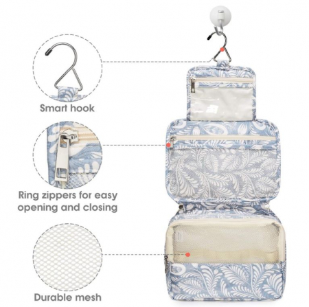 Geantă de toaletă pentru femei Narwey, geantă de machiaj, albastru [4]