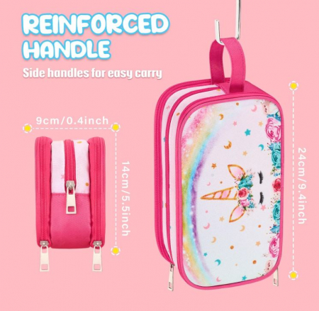 Geanta de toaleta pentru fete WAWSAM, model cu unicorn, roz [5]