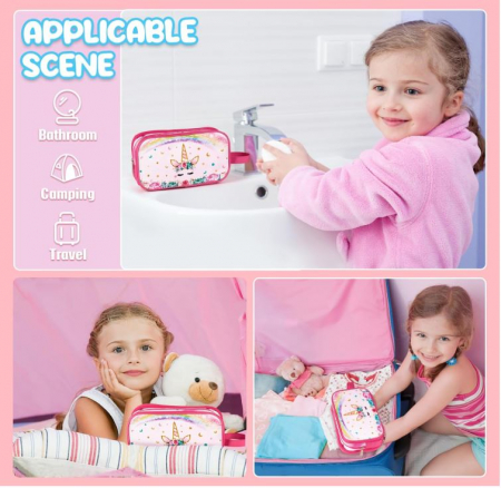 Geanta de toaleta pentru fete WAWSAM, model cu unicorn, roz [8]
