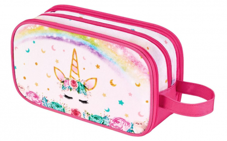 Sport & Activitati in aer liber - Geanta de toaleta pentru fete WAWSAM, model cu unicorn, roz