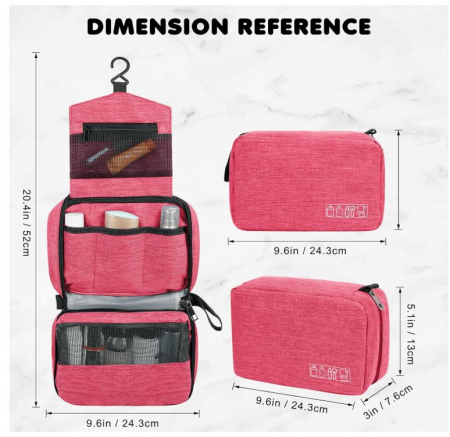 Geantă de toaletă Simpolor, cu cârlig pentru agățat, roz [1]