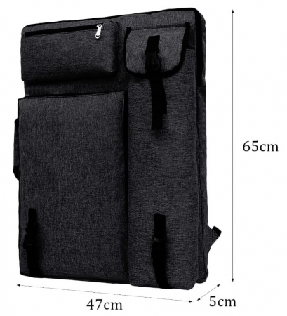 Geanta de transport pentru tabla de desen A3, cu curea de umar, negru [5]