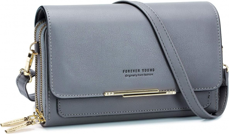 Geanta de umar crossbody Roulens, din piele PU, gri [0]