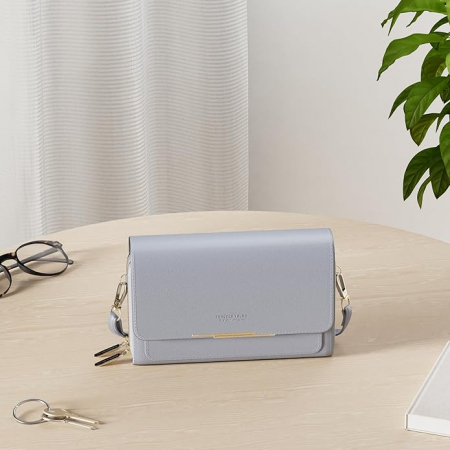 Geanta de umar crossbody Roulens, din piele PU, gri [1]