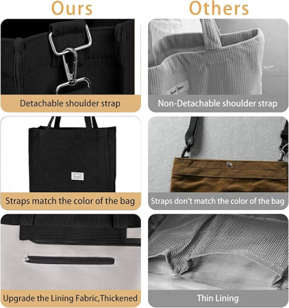 Geantă de umăr din catifea BROADREAM, neagra [3]