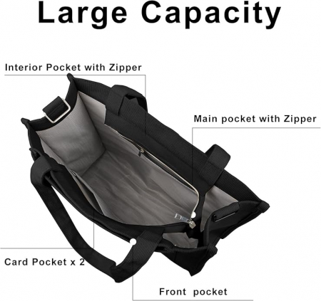 Geantă de umăr din catifea BROADREAM, neagra [5]