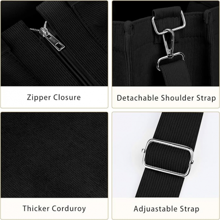 Geantă de umăr din catifea BROADREAM, neagra [4]