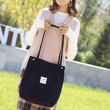 Geantă de umăr din velur Funtlend, negru [1]