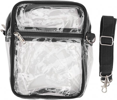 Fashion - Geantă de umăr Kelepu transparentă PVC cu fermoar, 23 x 18 x 7 cm