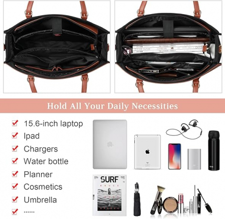 Geantă de umăr KTMOUW pentru dame, mare, impermeabilă, de 40cm, cu port de încărcare USB [2]