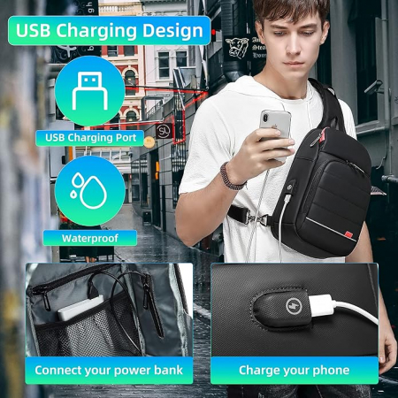 Geanta de umar pentru barbati GYakeog, negru [4]