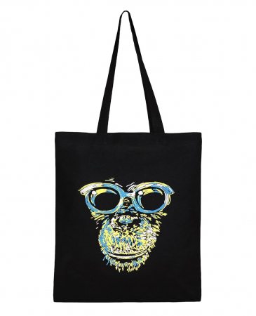 Bucatarie & Servire - Geanta de umar pentru cumparaturi Eco Right, negru, imprimeu maimuta