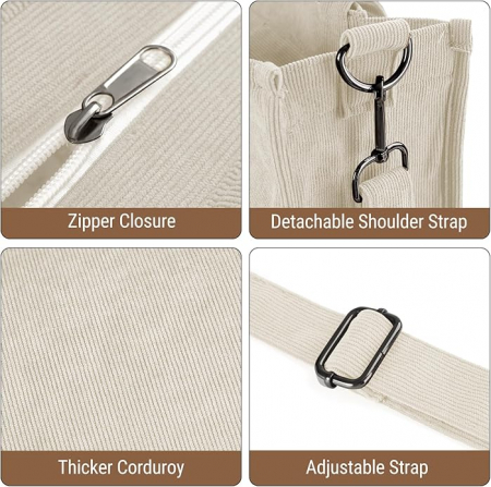 Geantă de umăr pentru femei BROADREAM, din velur, bej [3]