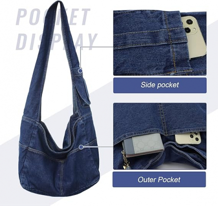 Geanta de umar pentru femei din denim LHHMZ, albastru [2]