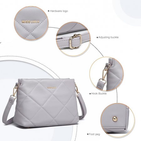 Geanta de umar pentru femei Miss Lulu, din piele PU, gri [1]