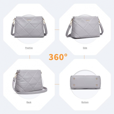 Geanta de umar pentru femei Miss Lulu, din piele PU, gri [3]