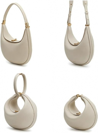 Geanta de umar pentru femei OEIPSMK, din piele PU, forma semiluna, alb [2]