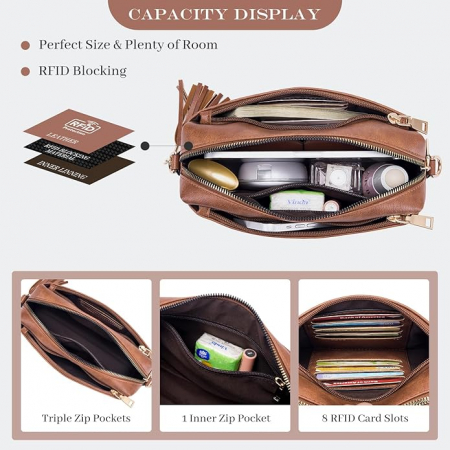 Geanta de umar pentru femei Roulens, din piele PU, 3 compartimente [4]