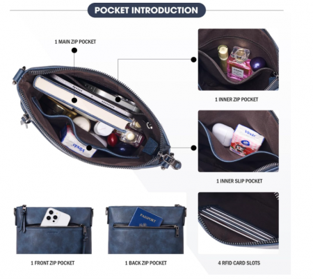 Geantă de umăr Roulens Fashion pentru femei, curea lată reglabilă [4]