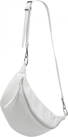 Genti si accesorii femei - Geantă de umar si talie SH Leder Greta G747 de damă, din piele naturală, 37 x 21 cm, alba