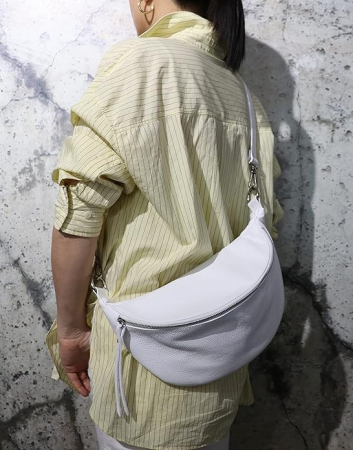 Geantă de umar si talie SH Leder Greta G747 de damă, din piele naturală, 37 x 21 cm, alba [5]